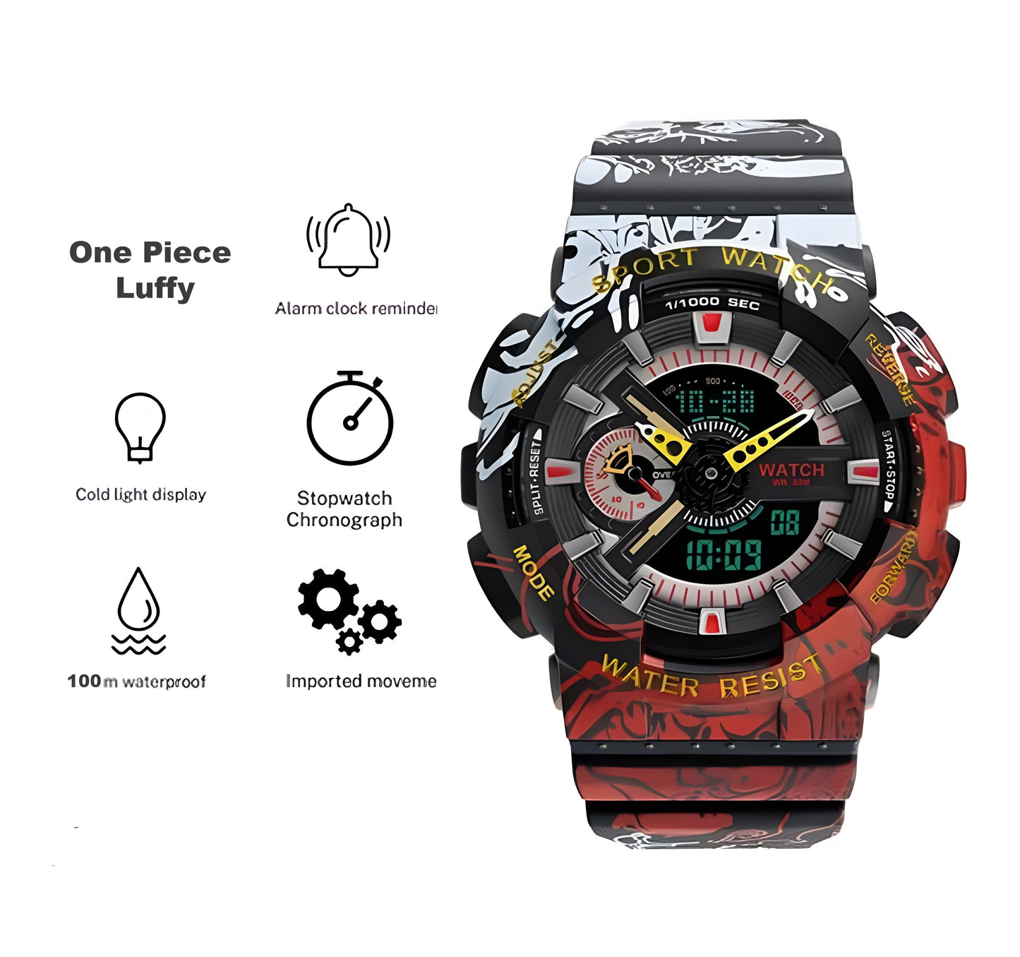 ZGO One Piece Luffy Waterproof Watch - itzy bitsy