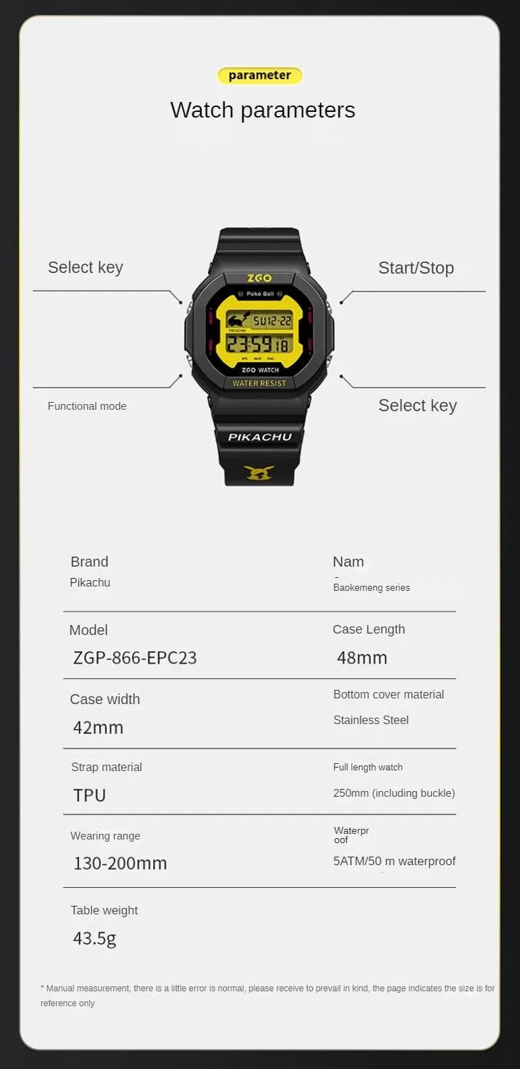 ZGO Pikachu Digital Watches - itzy bitsy